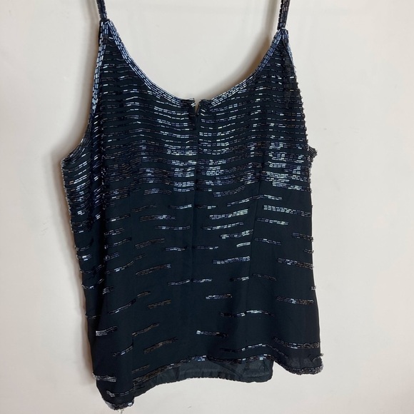 J Kara New York sz Large black sequin fitted spaghetti strap top - Picture 12 of 16